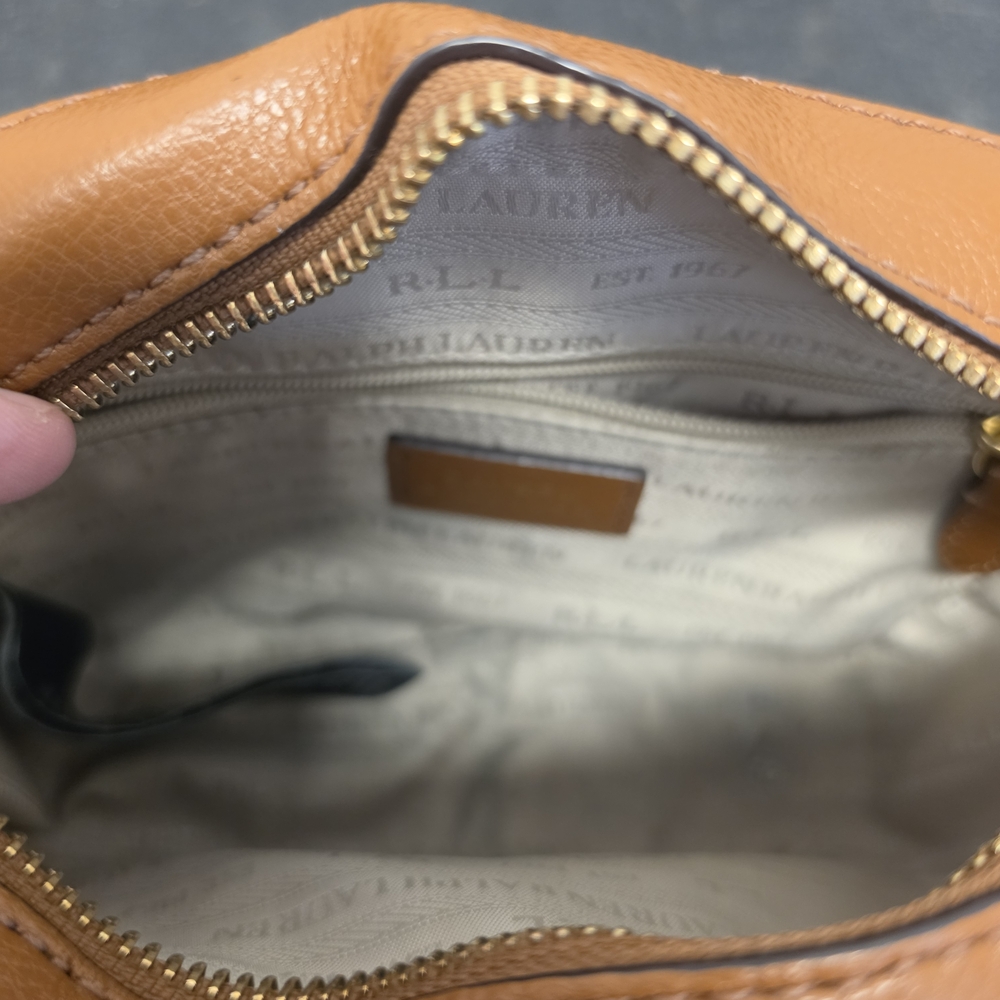 Ralph Lauren RL Embossed Leather Crossbody Bag - Tan - Picture 2 of 6